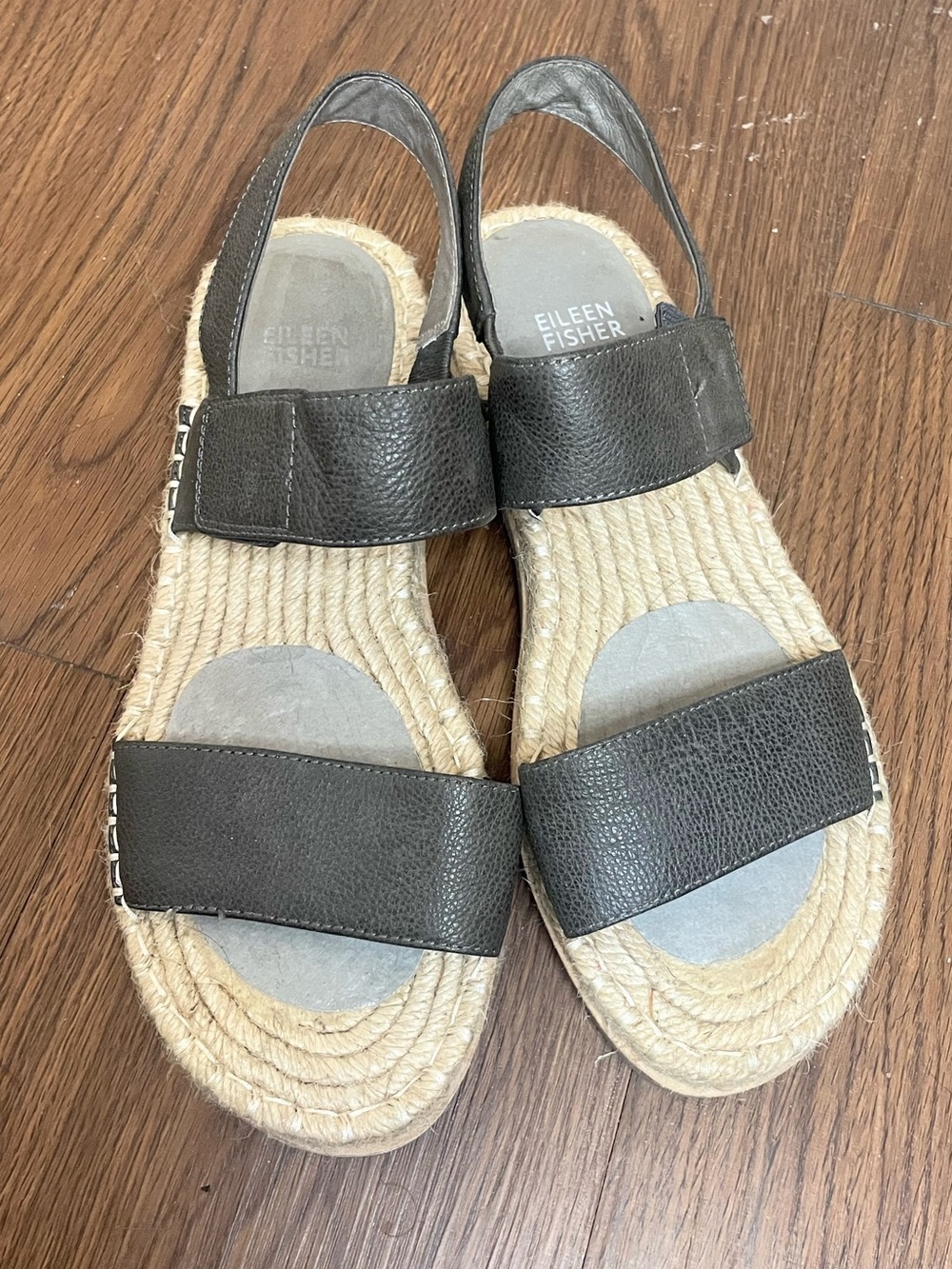 Eileen Fisher Max Bronze Leather Espadrille Sandals Size 8.5 - Picture 3 of 11